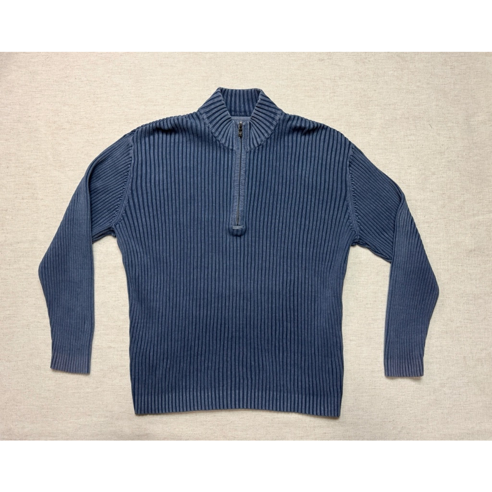 Tommy Bahama Men Knit 1/4 Zip Blue Pullover Sweater Small Long Sleeve Golf Fall